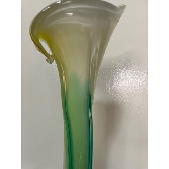 VTG Murano Style Hand Blown Art Glass Vase Jack In The Pulpit Calla Lily 15.25 ” - Picture 8 of 10